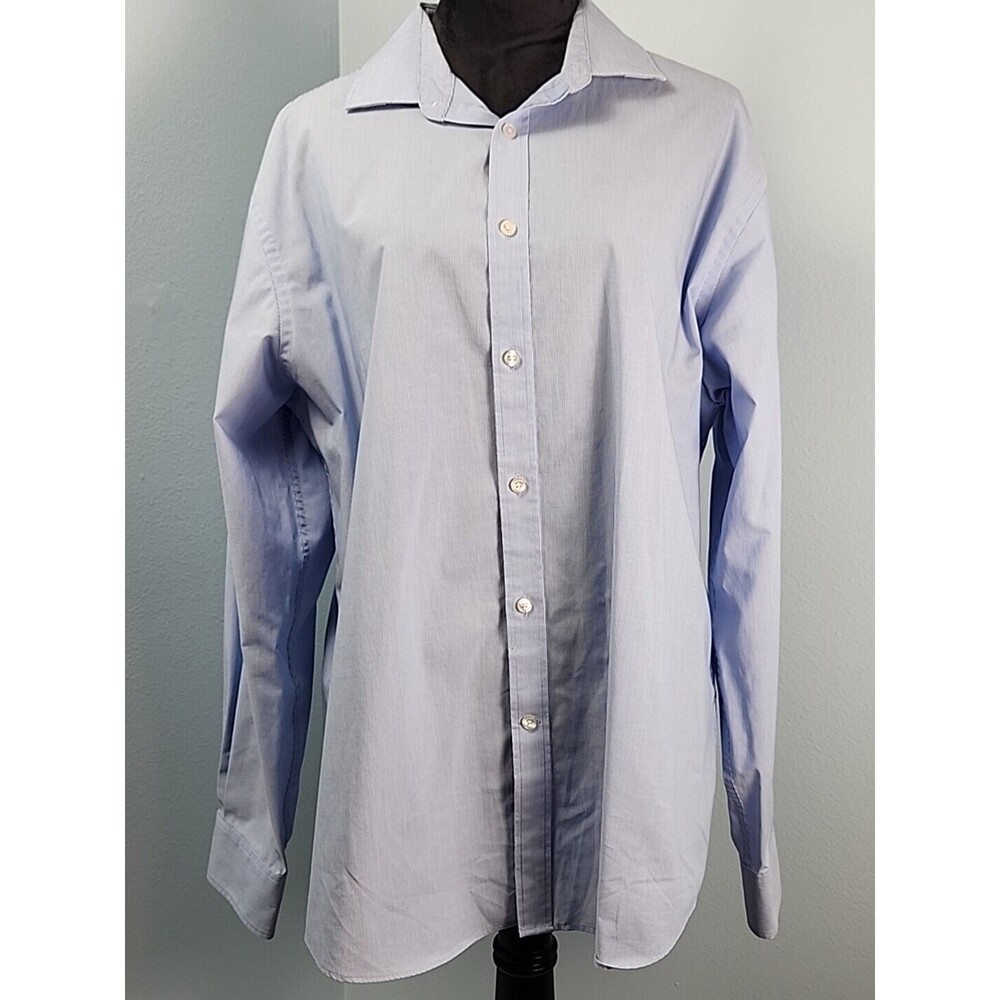 Tommy Hilfiger Mens Athletic Fit Stretch Pinstripe Dress Shirt Size 17.5 34/35